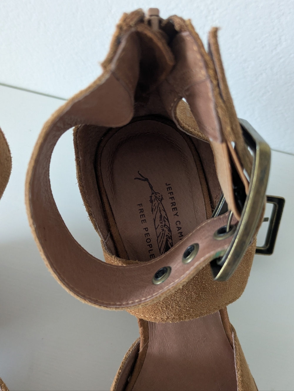 Free People Hendrix Suede Pointed-Toe Ankle Strap Heels in Brown - Picture 4 of 5